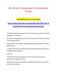 AB 209 Unit 3 Assignment The Employment Process