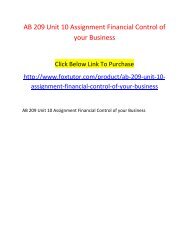 AB 209 Unit 10 Assignment Financial Control of your Business