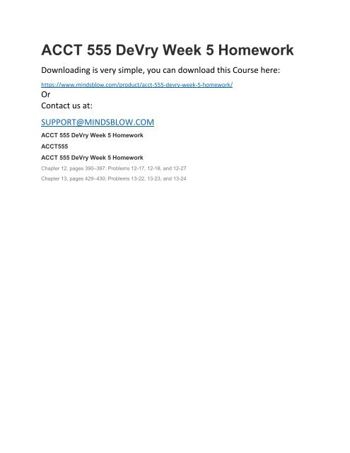 ACCT 555 DeVry Week 5 Homework