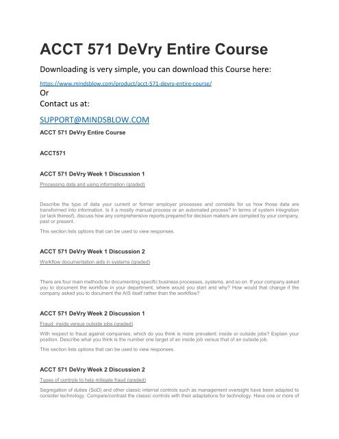 ACCT 571 DeVry Entire Course