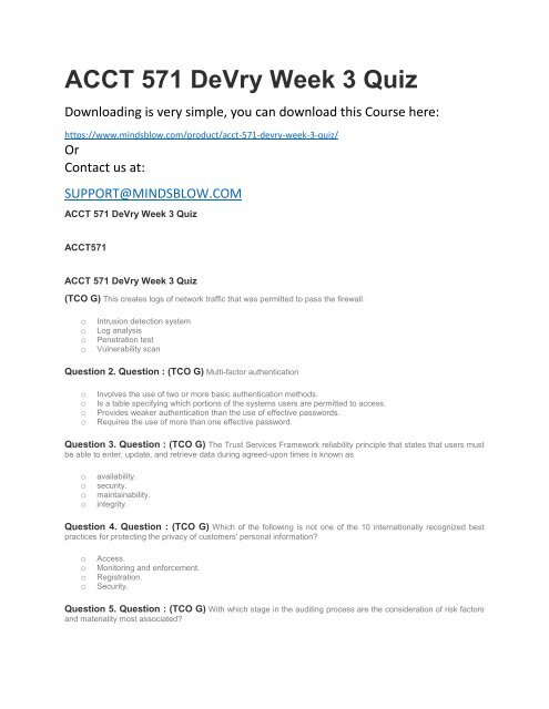 ACCT 571 DeVry Week 3 Quiz