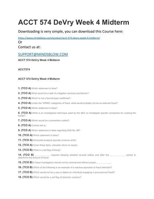 ACCT 574 DeVry Week 4 Midterm