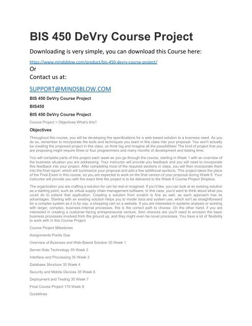 BIS 450 DeVry Course Project