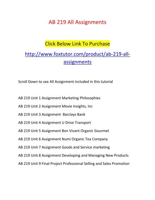 AB 219 All Assignments