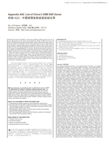 2017 Directory of China's CBM E&P Zones