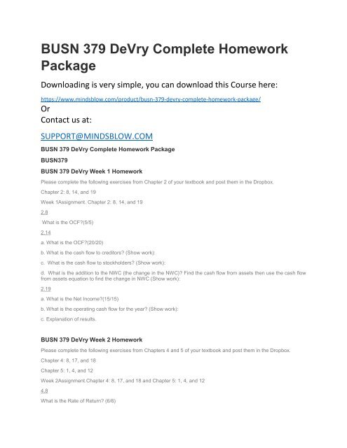 BUSN 379 DeVry Complete Homework Package
