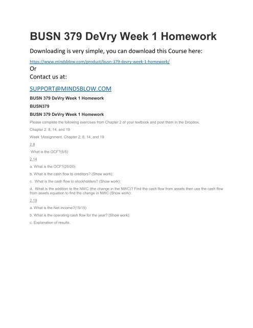 BUSN 379 DeVry Week 1 Homework