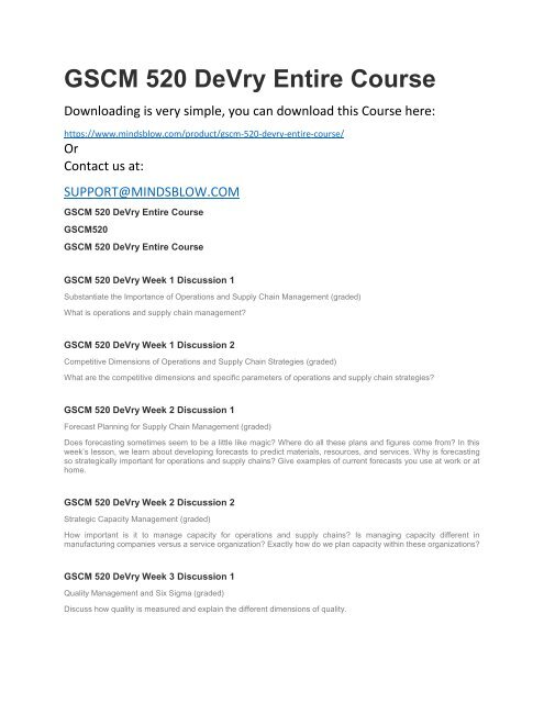 GSCM 520 DeVry Entire Course