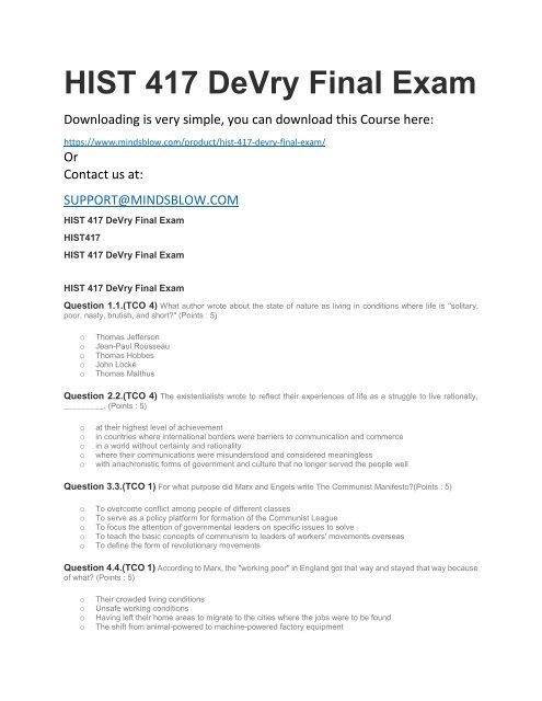 HIST 417 DeVry Final Exam