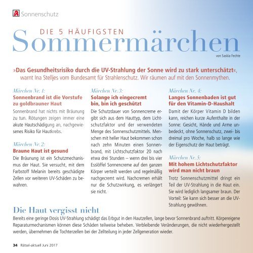 Leseprobe "Rätsel-aktuell" Juni 2017