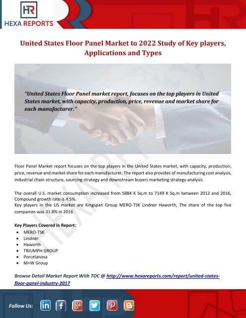 United States Floor Panel Market to 2022 Study of Key players, Applications and Types