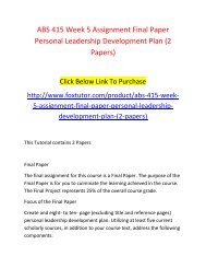 ABS 415 Week 5 Assignment Final Paper Personal Leadership Development Plan (2 Papers)