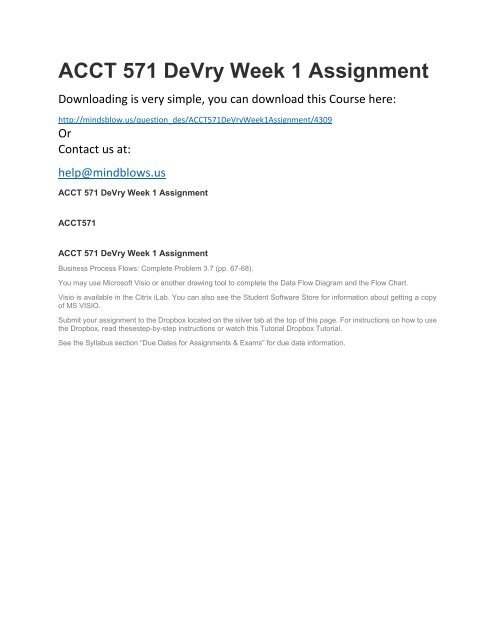 ACCT 571 DeVry Week 1 Assignment