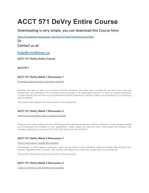 ACCT 571 DeVry Entire Course