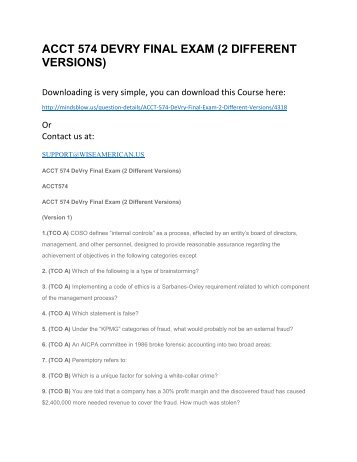 ACCT 574 DEVRY FINAL EXAM (2 DIFFERENT VERSIONS)