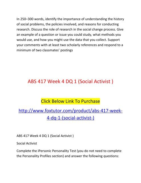 ABS 417 All Assignments