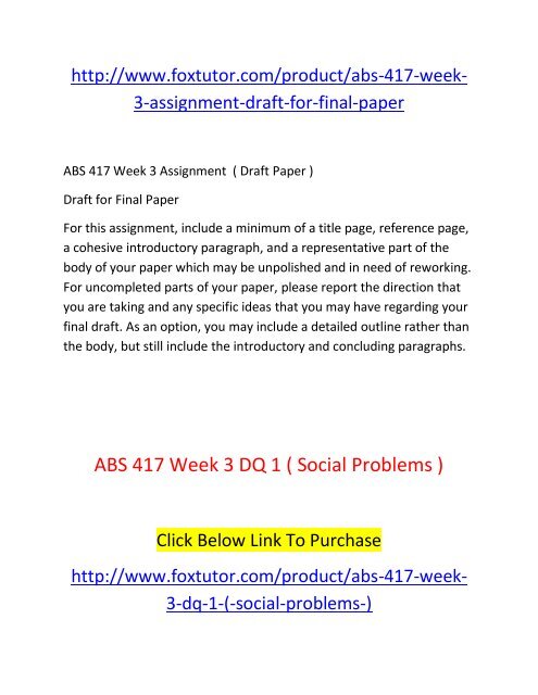 ABS 417 All Assignments