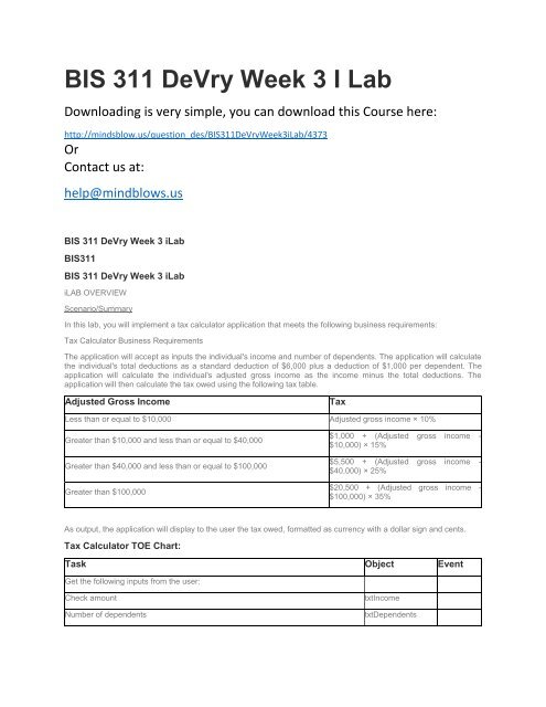 BIS 311 DeVry Week 3 iLab