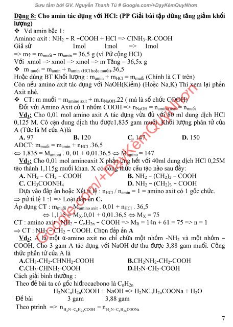 Bài tập và lời giải ôn chuyên đề kim loại và axit amin, peptit