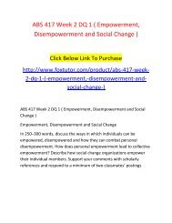 ABS 417 Week 2 DQ 1 ( Empowerment, Disempowerment and Social Change )