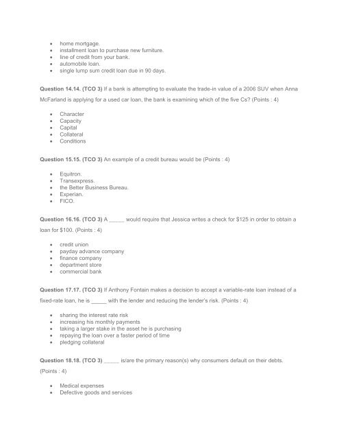 BUSN 380 DEVRY FINAL EXAM SET 2