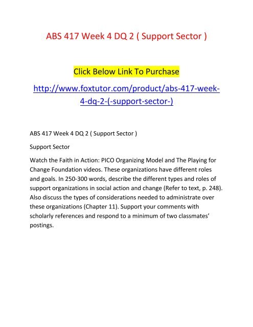 ABS 417 Week 4 DQ 2 ( Support Sector )