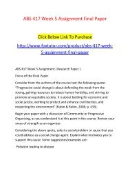 ABS 417 Week 5 Assignment Final Paper