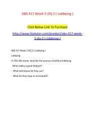ABS 417 Week 5 DQ 2 ( Lobbying )