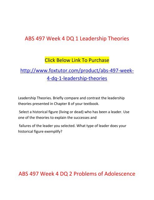 ABS 497 All Assignments