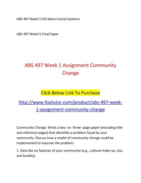 ABS 497 All Assignments