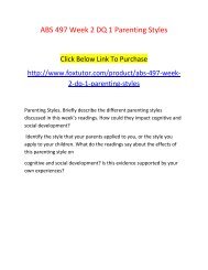 ABS 497 Week 2 DQ 1 Parenting Styles