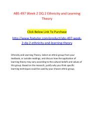 ABS 497 Week 2 DQ 2 Ethnicity and Learning Theory