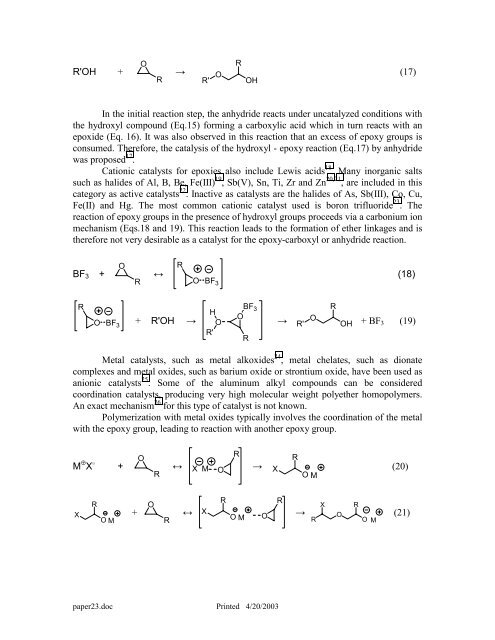 Catalysis of the Epoxy-Carboxyl Reaction - Werner Blank