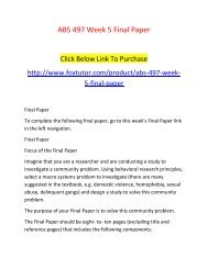 ABS 497 Week 5 Final Paper