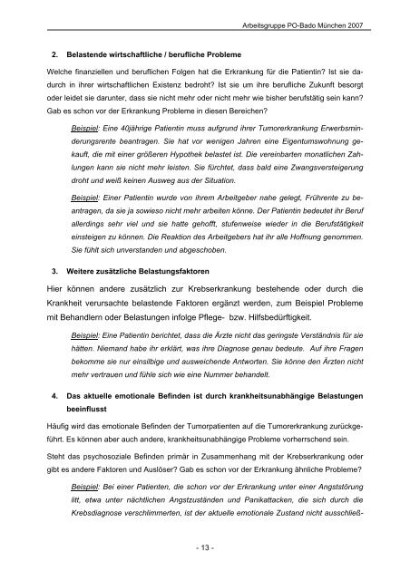 Psychoonkologischen Basisdokumentation - Brustkrebs - PO-Bado