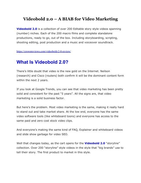 VideoBold 2.0 review - VideoBold 2.0 (MEGA) $23,800 bonuses