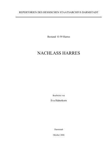 NACHLASS HARRES - Hessen