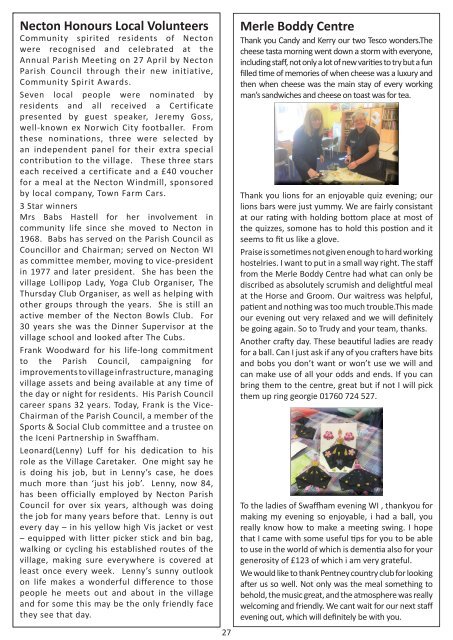 Swaffham Newsletter