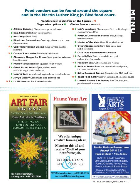 Art Fair on the Square 2016 program