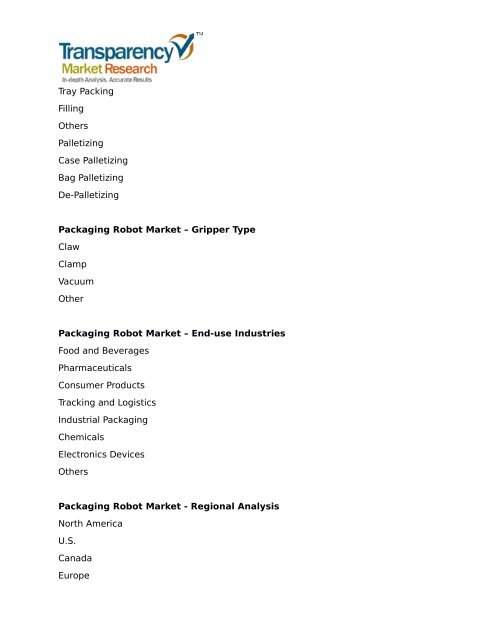 Packaging Robot Market - Global Industry Analysis, Size, Share, Growth, Trends and Forecast 2016 - 2024