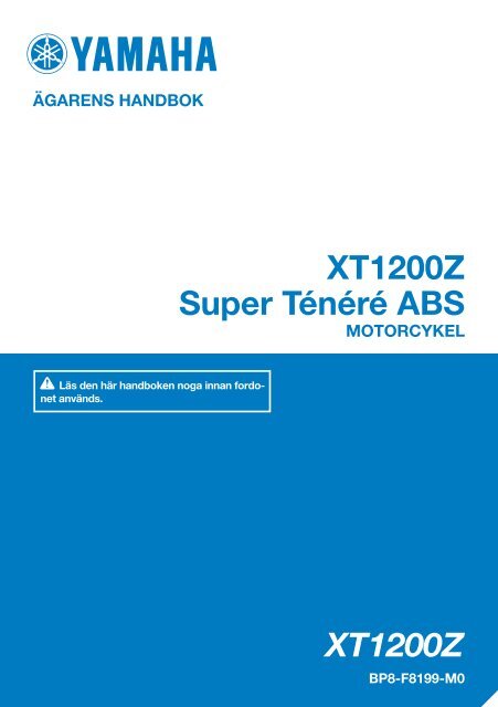 Yamaha XT1200Z - 2017 - Manuale d'Istruzioni Svenska