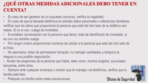 MEDIDAS DE SEGURIDAD FACEBOOK Y LLAMADAS TELEFÓNICAS