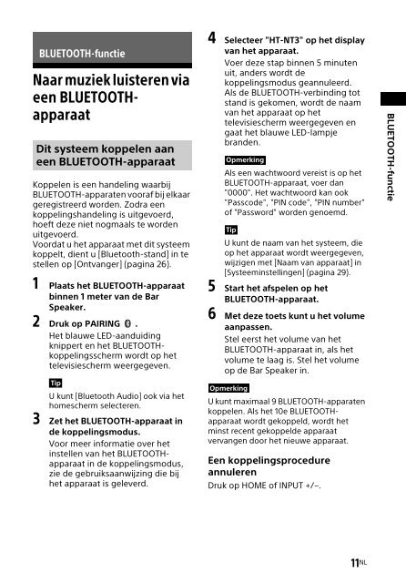 Sony HT-NT3 - HT-NT3 Mode d'emploi N&eacute;erlandais