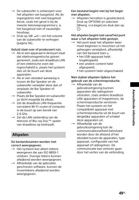 Sony HT-NT3 - HT-NT3 Mode d'emploi N&eacute;erlandais