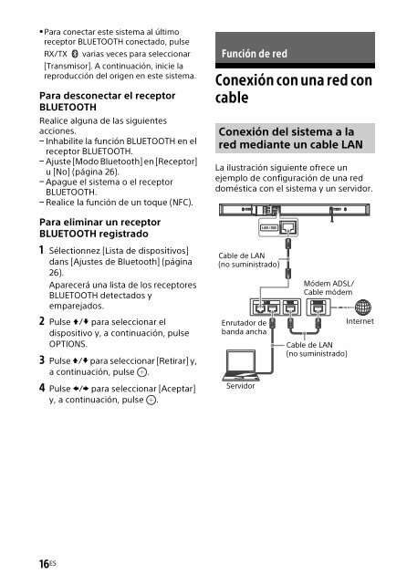 Sony HT-NT3 - HT-NT3 Mode d'emploi Espagnol
