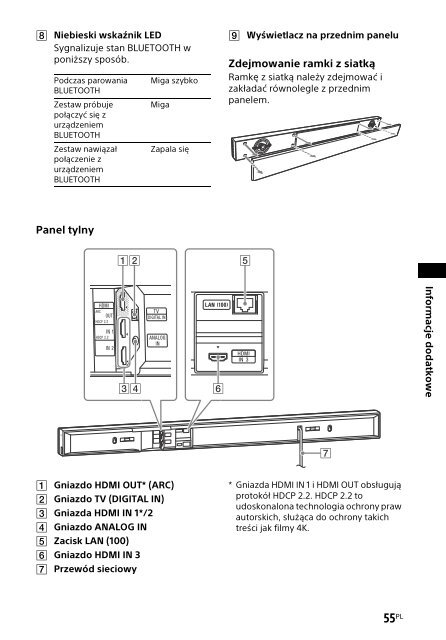 Sony HT-NT3 - HT-NT3 Mode d'emploi Polonais