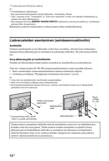 Sony KDL-60EX700 - KDL-60EX700 Consignes d&rsquo;utilisation Polonais