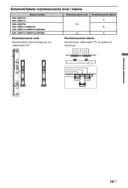 Sony KDL-60EX700 - KDL-60EX700 Consignes d&rsquo;utilisation Polonais