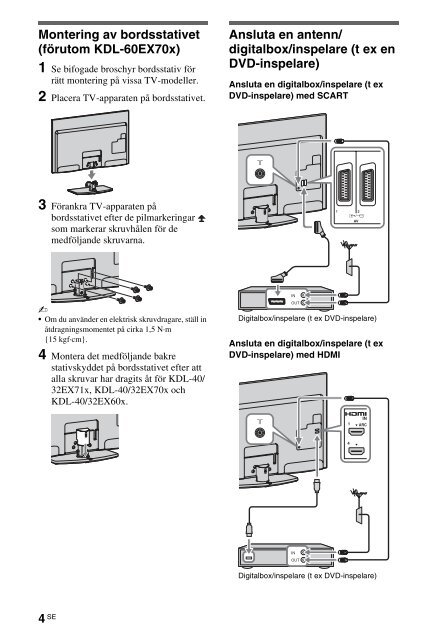 Sony KDL-60EX700 - KDL-60EX700 Mode d'emploi Norv&eacute;gien