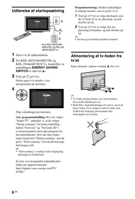 Sony KDL-60EX700 - KDL-60EX700 Mode d'emploi Norv&eacute;gien